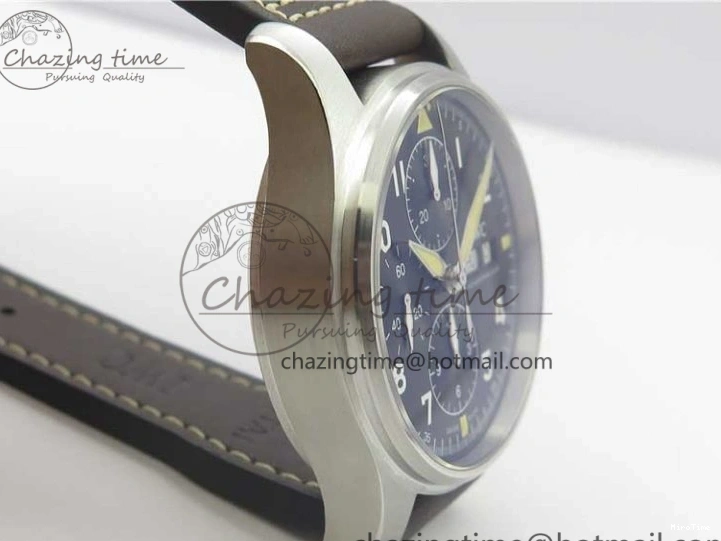 MIROTIME 0514 Pilot Chrono Spitfire IW387903 SS ZF 1:1 Best Edition Black Dial on Brown Leather Strap A OdorResistant 7127